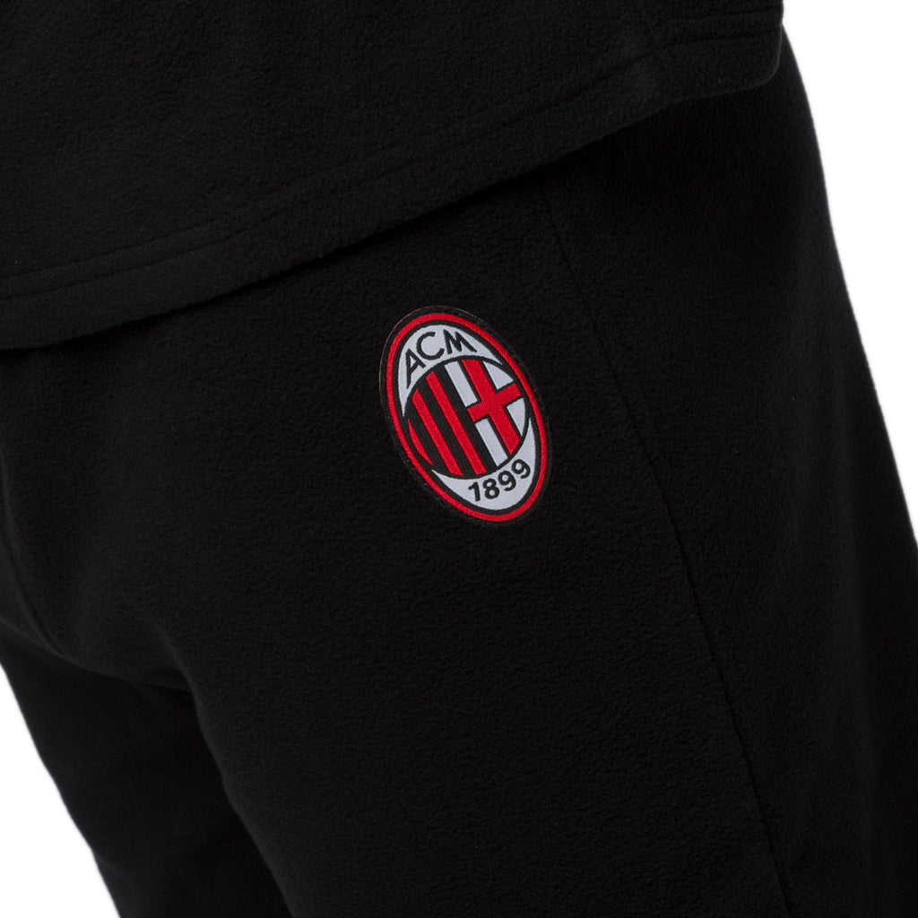 Pigiama invernale in pile rossonero da uomo con logo Milan