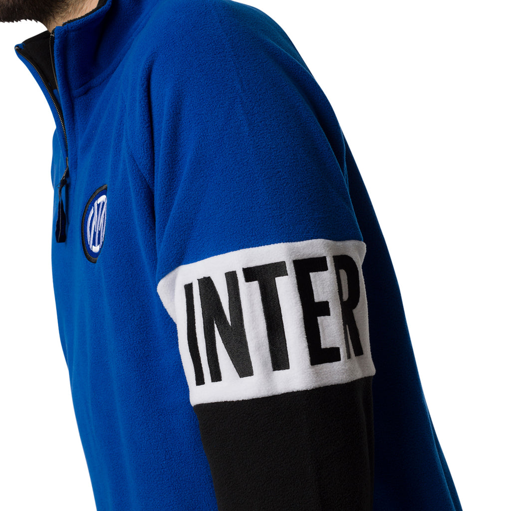 Pigiama invernale in pile nerazzurro da uomo con logo Inter