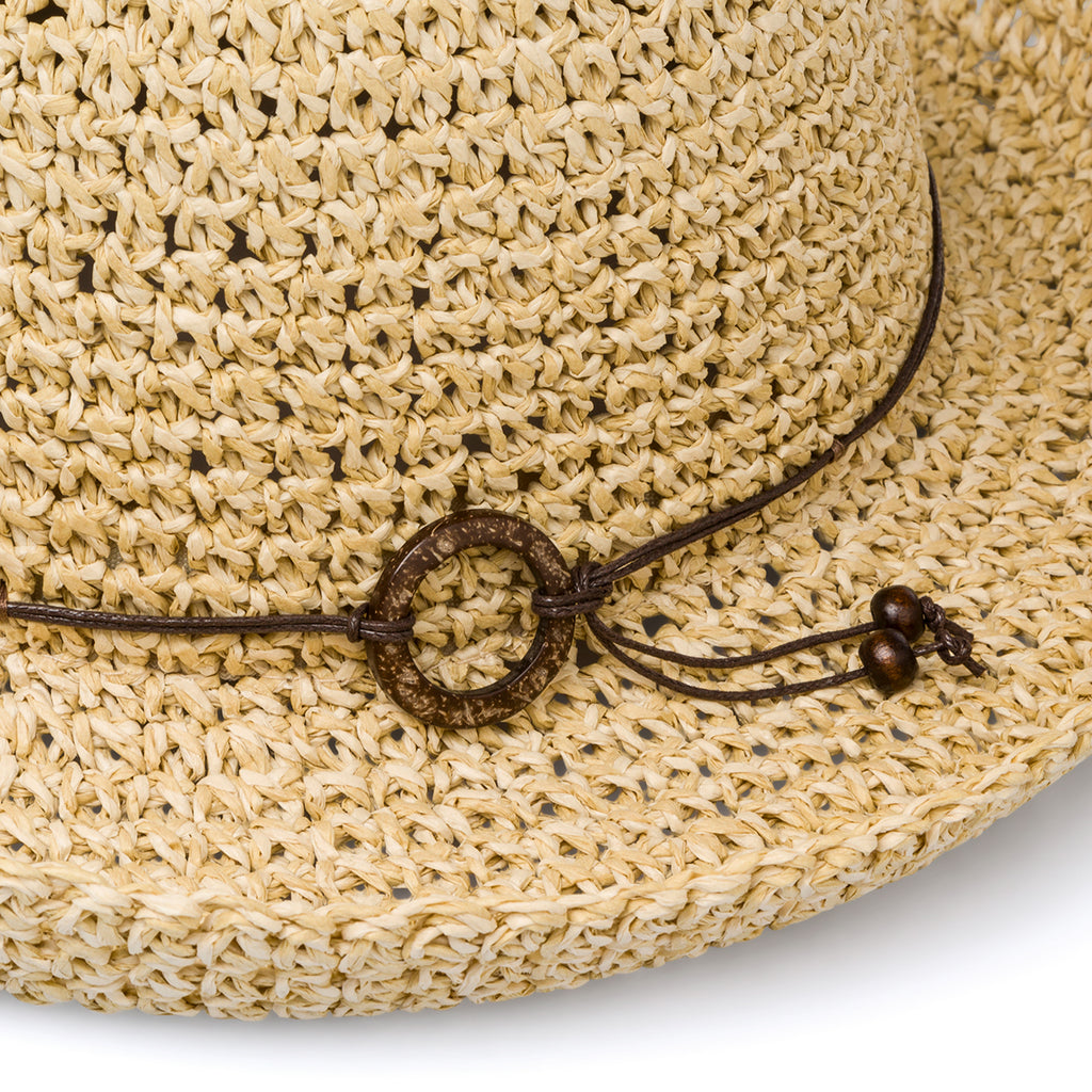 Cappello di paglia beige da donna stile uncinetto Lora Ferres