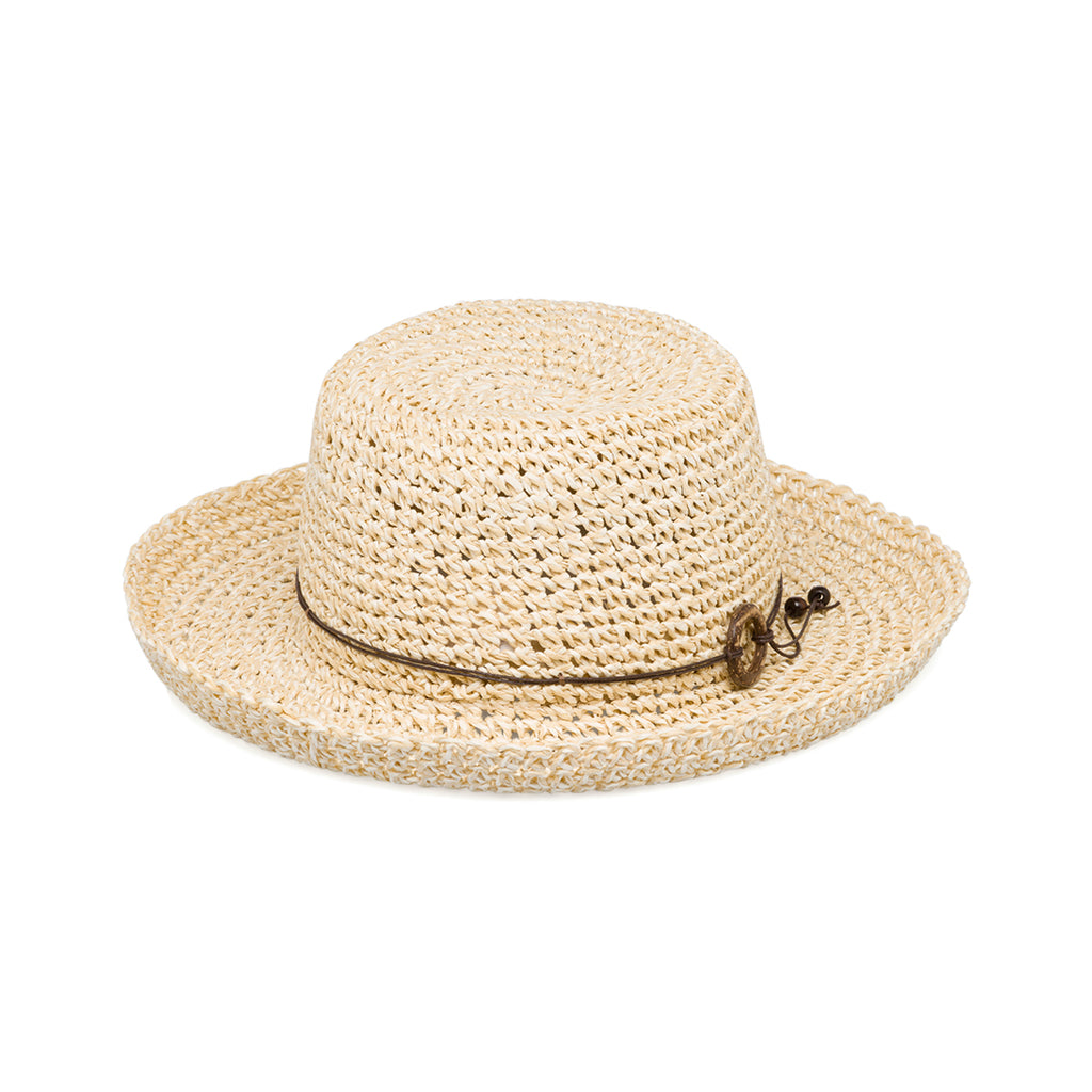 Cappello di paglia beige da donna stile uncinetto Lora Ferres
