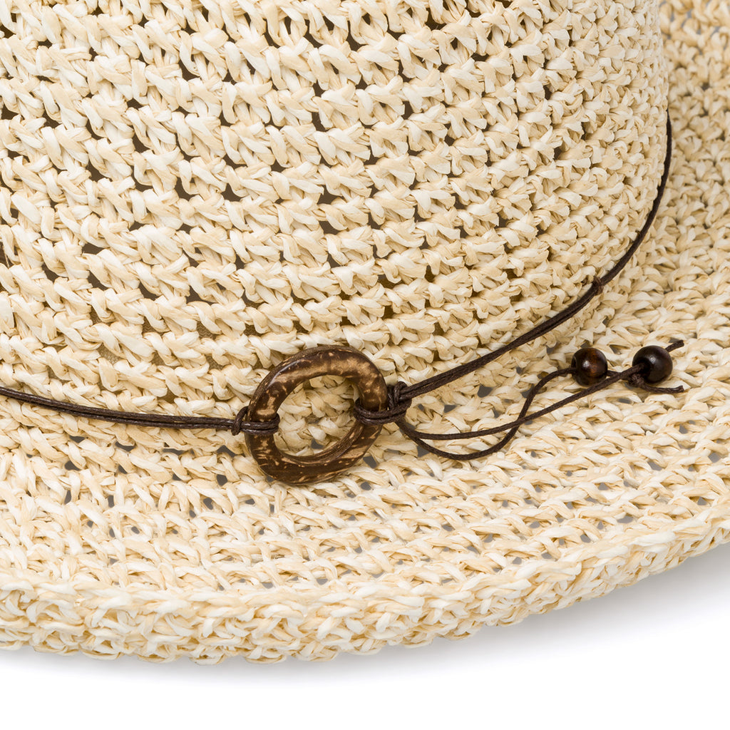 Cappello di paglia beige da donna stile uncinetto Lora Ferres