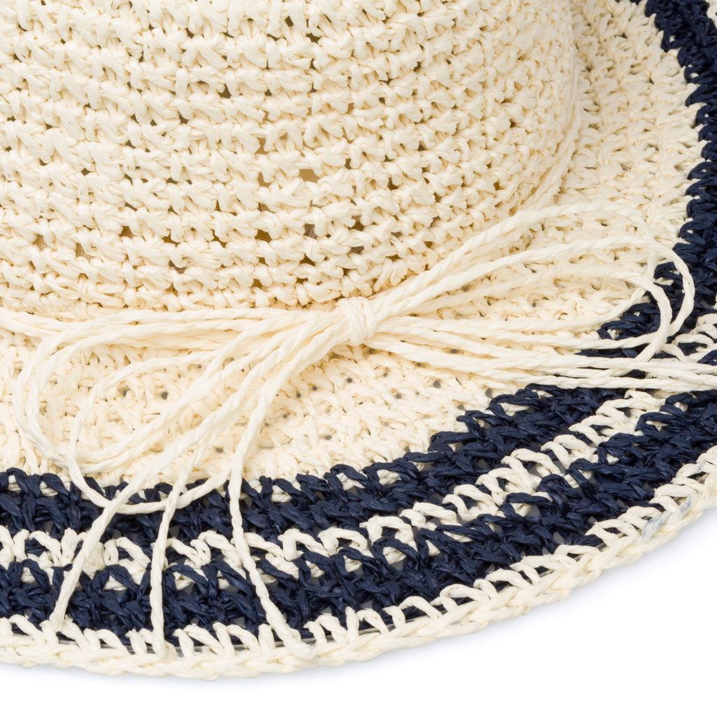 Cappello di paglia a tesa larga da donna stile uncinetto Lora Ferres