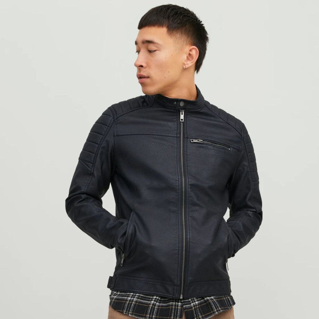 Giacca biker in similpelle nera da uomo Jack & Jones