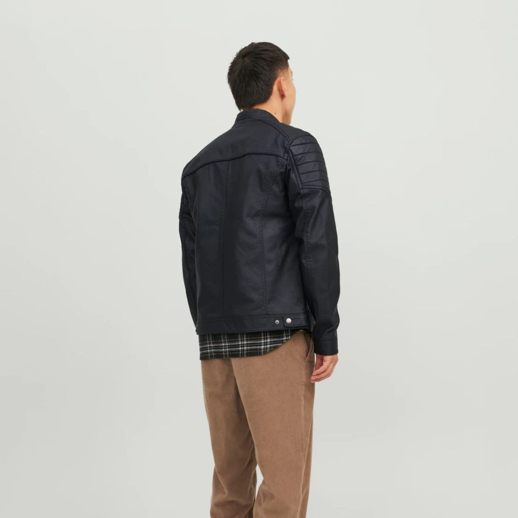 Giacca biker in similpelle nera da uomo Jack & Jones