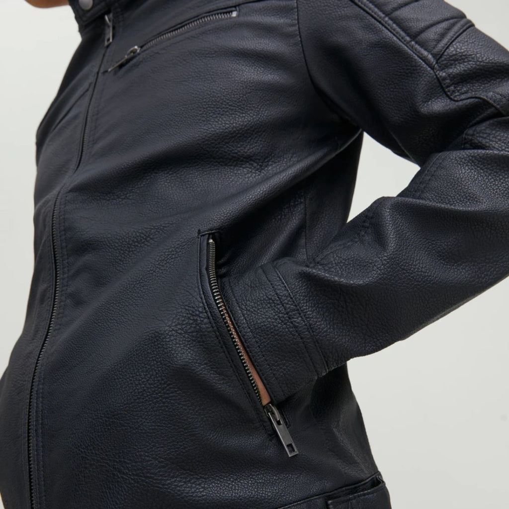 Giacca biker in similpelle nera da uomo Jack & Jones