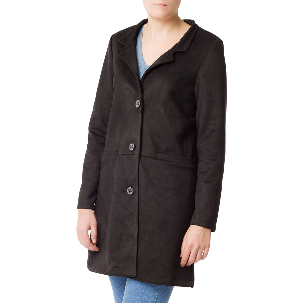Cappotto nero scamosciato da donna Swish Jeans
