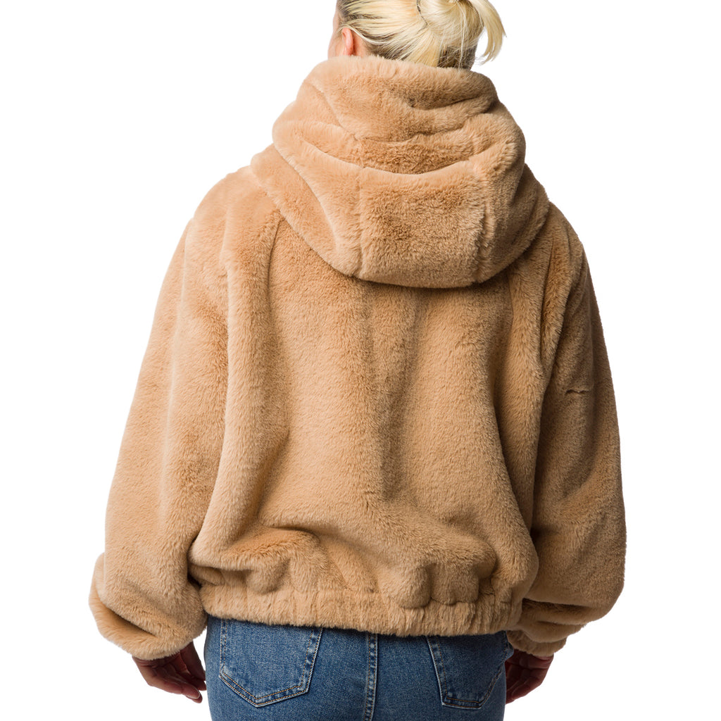 Bomber pelliccia marrone da donna con chiusura a zip Swish Jeans