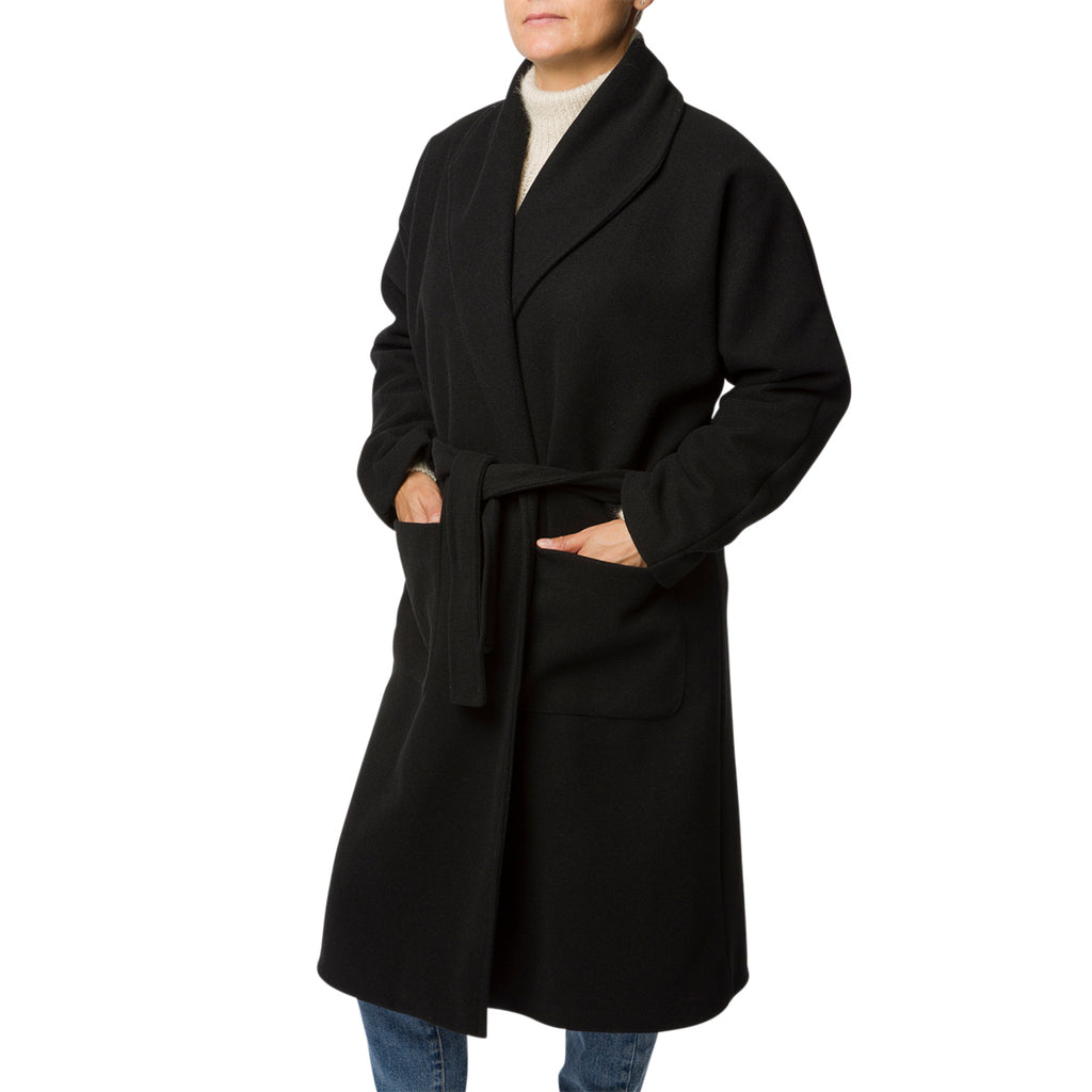 Cappotto lungo nero da donna con chiusura con cintura Swish Jeans