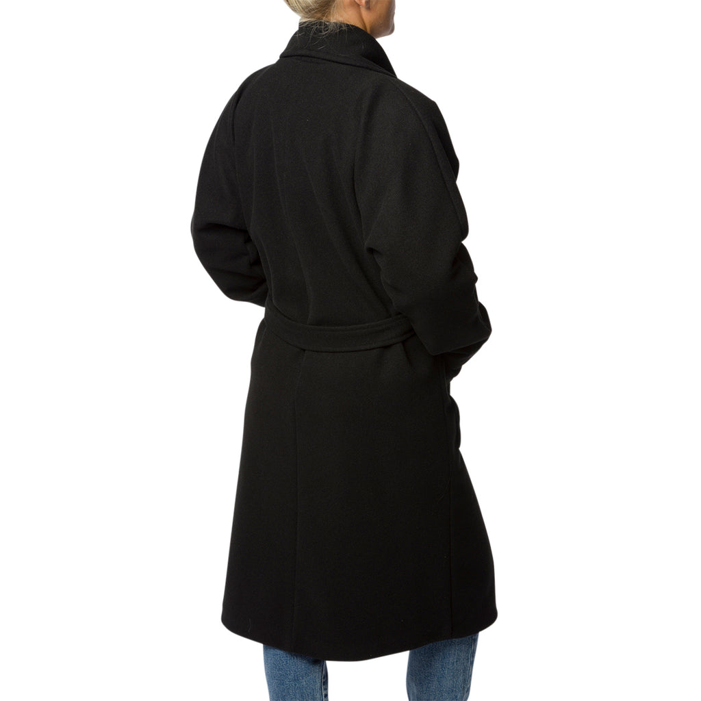 Cappotto lungo nero da donna con chiusura con cintura Swish Jeans