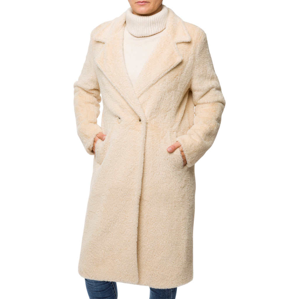 Cappotto lungo beige da donna in pelliccia sintetica Swish Jeans
