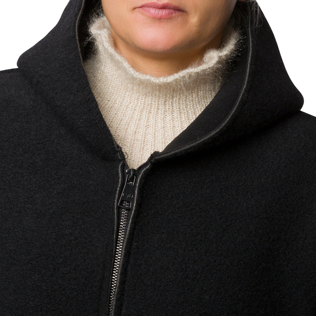Cappotto nero in lana cotta da donna Swish Jeans