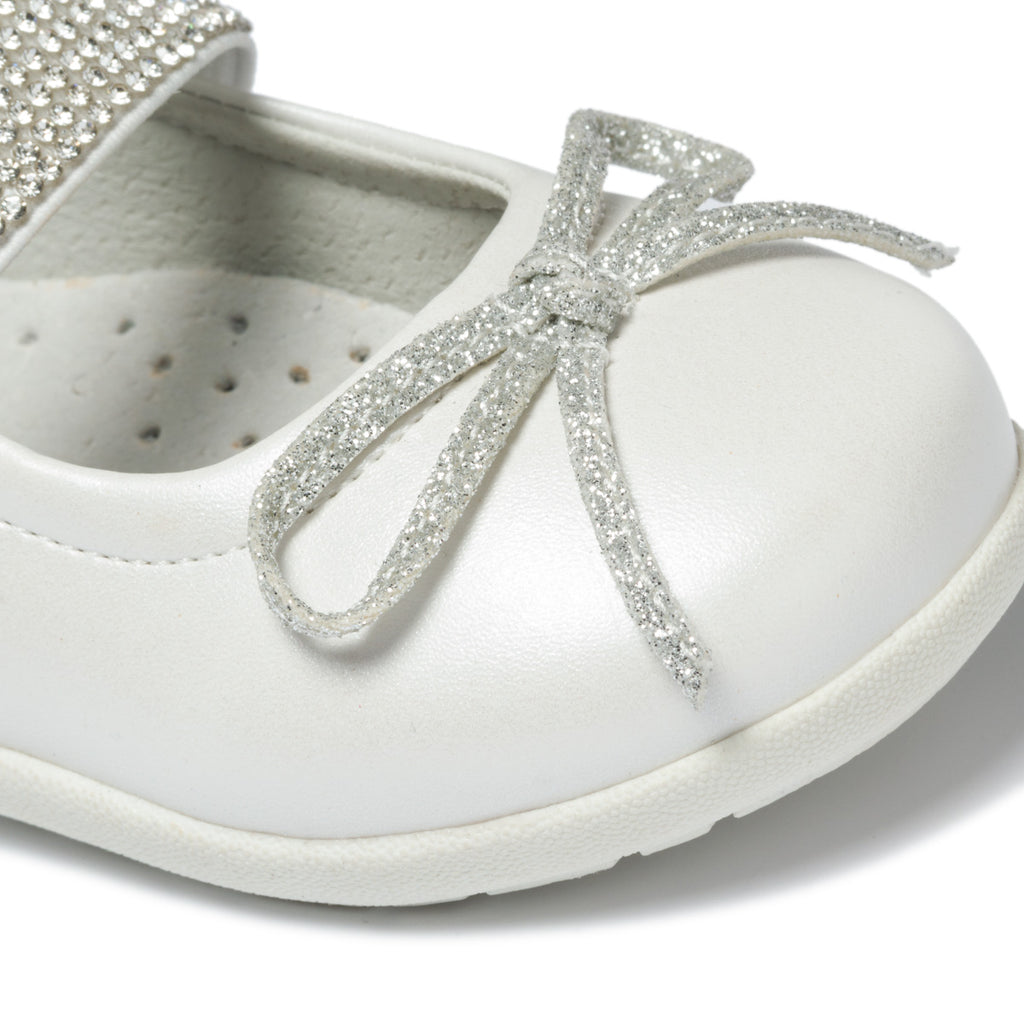 Ballerine primi passi color bianco perlato con glitter e strass Le scarpe di Alice