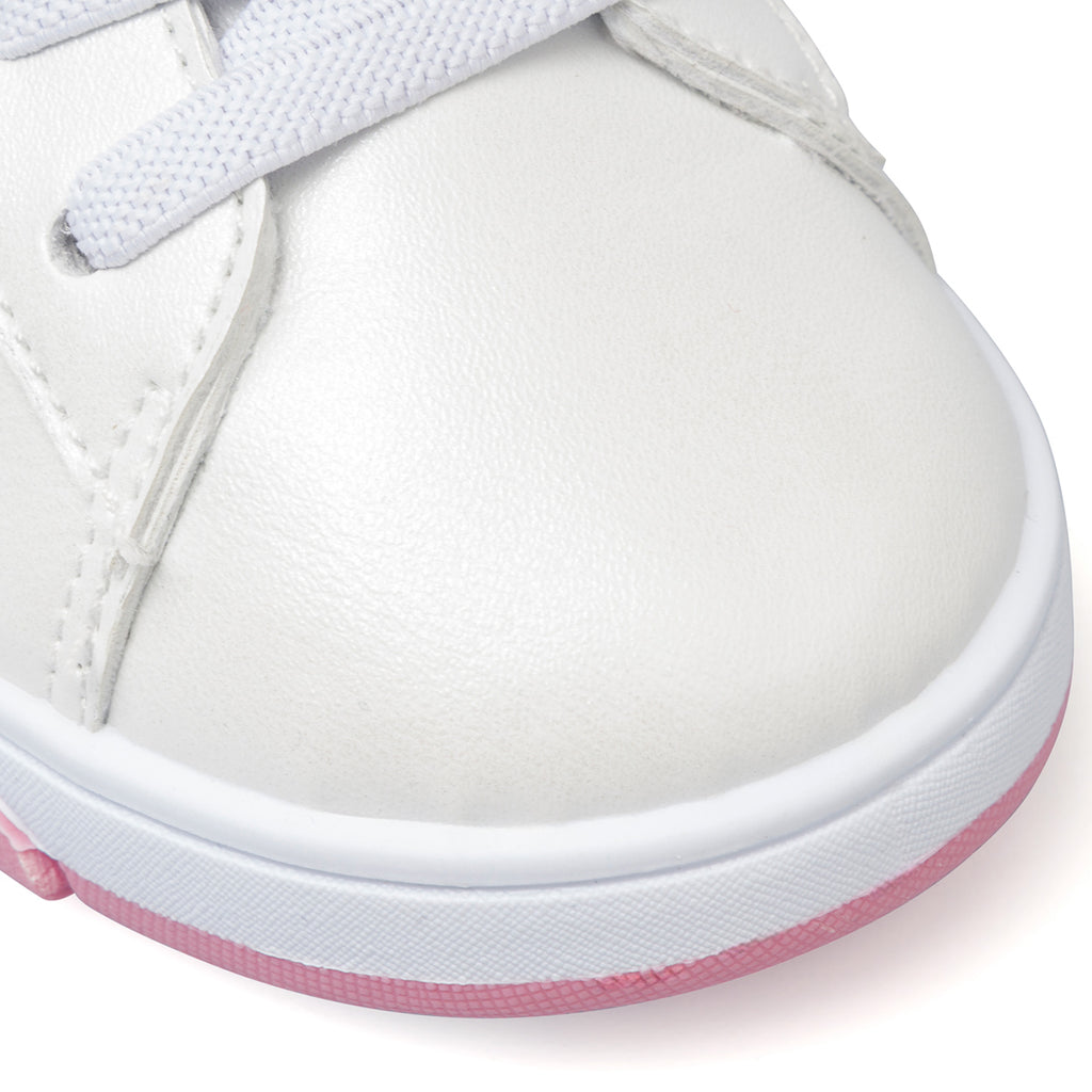 Sneakers primi passi bianche da bambina con glitter sul tallone e unicorno Le scarpe di Alice