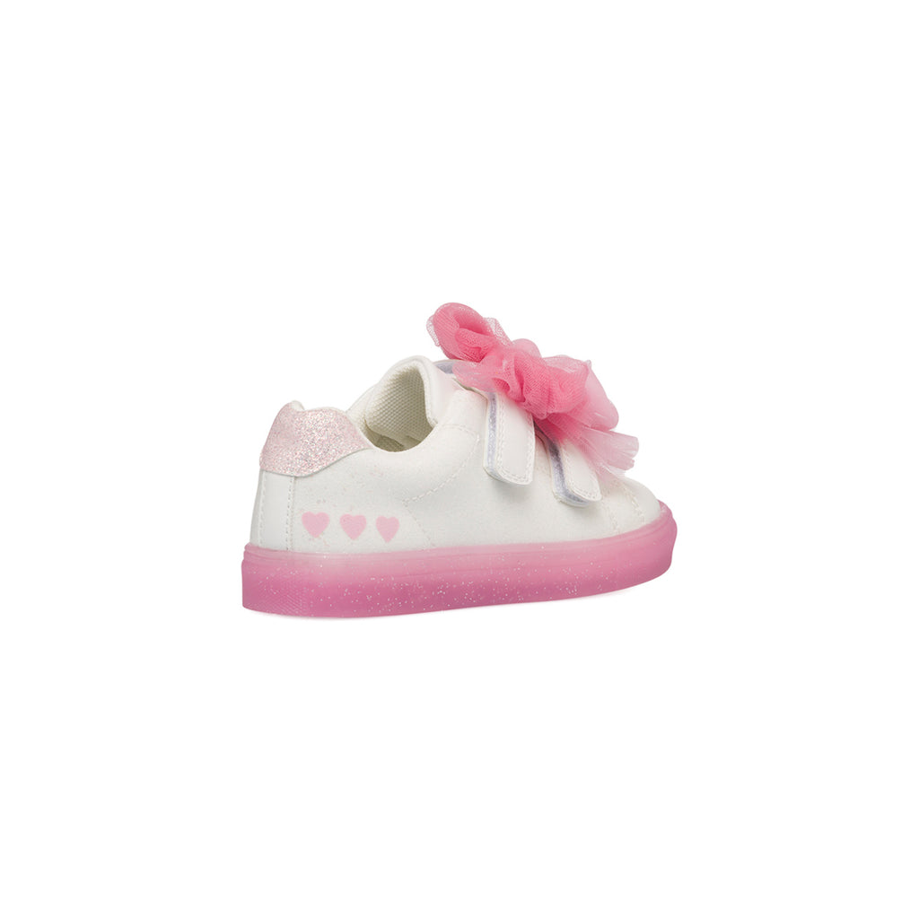 Sneakers bianche da bambina con glitter e fiocchetti rosa Le scarpe di Alice