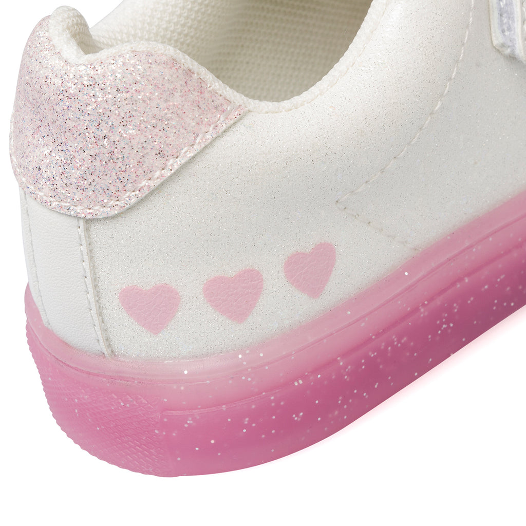 Sneakers bianche da bambina con glitter e fiocchetti rosa Le scarpe di Alice