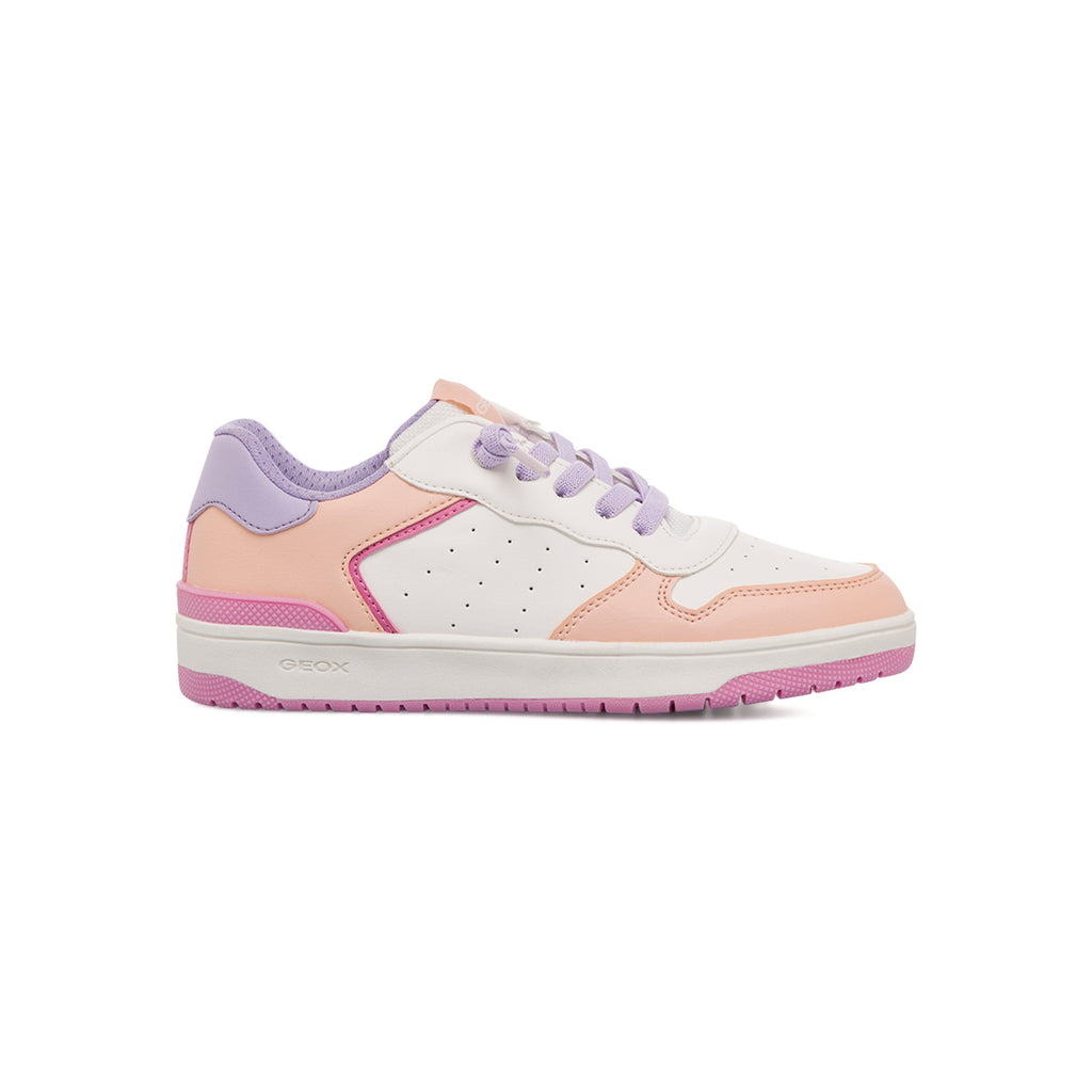 Sneakers traspiranti bianche con dettagli multicolore da bambina Geox Washiba