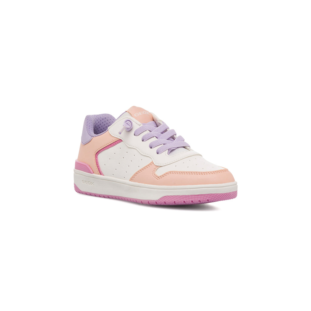 Sneakers traspiranti bianche con dettagli multicolore da bambina Geox Washiba