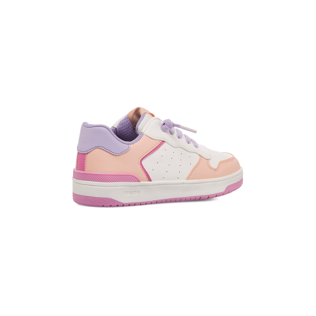 Sneakers traspiranti bianche con dettagli multicolore da bambina Geox Washiba