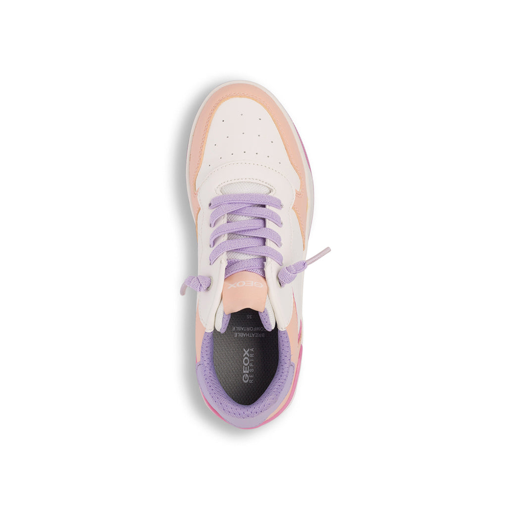 Sneakers traspiranti bianche con dettagli multicolore da bambina Geox Washiba
