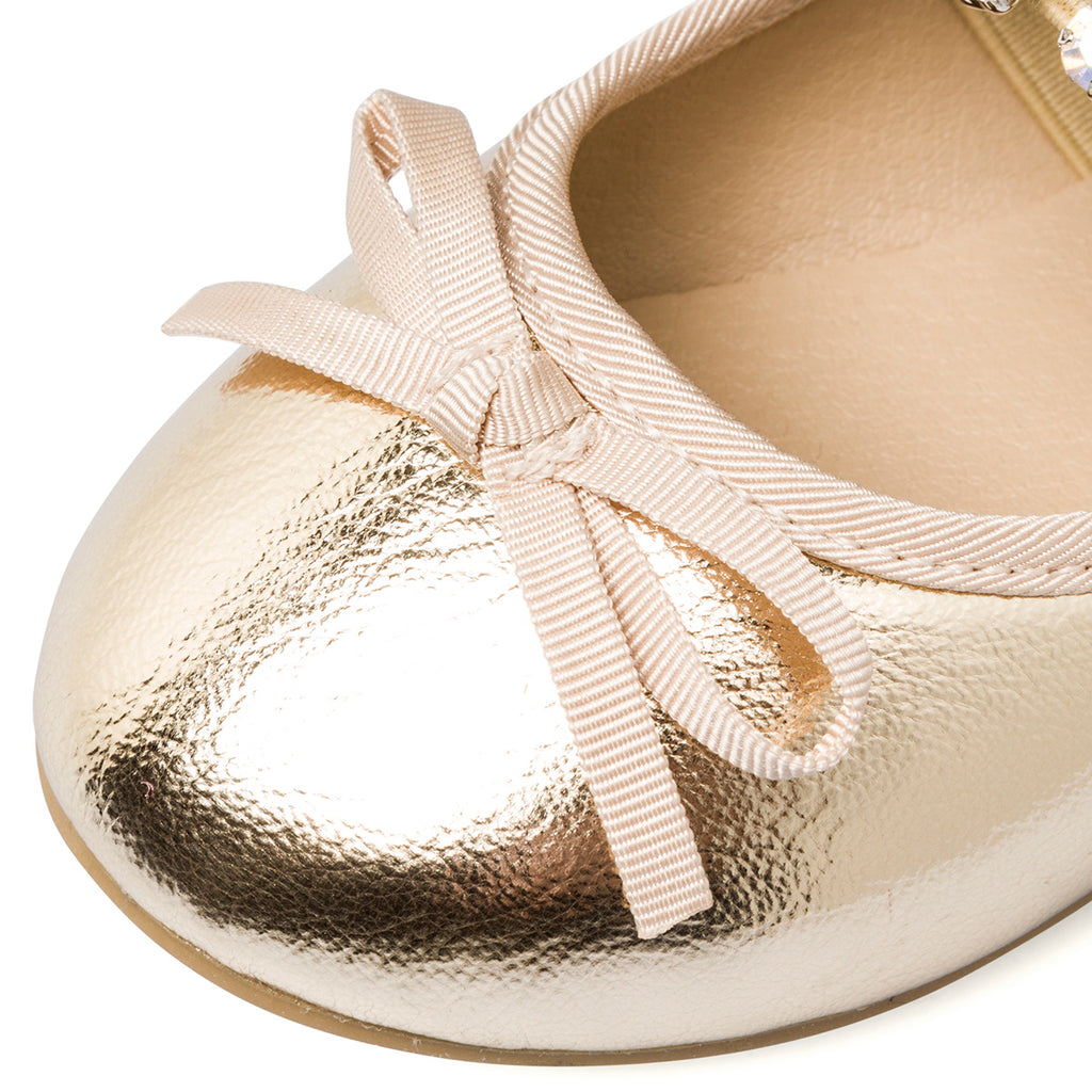 Ballerine oro effetto laminato da bambina con perline Le scarpe di Alice