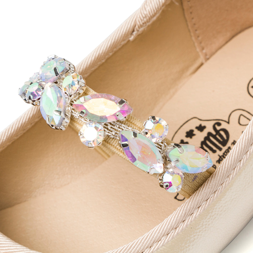 Ballerine oro effetto laminato da bambina con perline Le scarpe di Alice