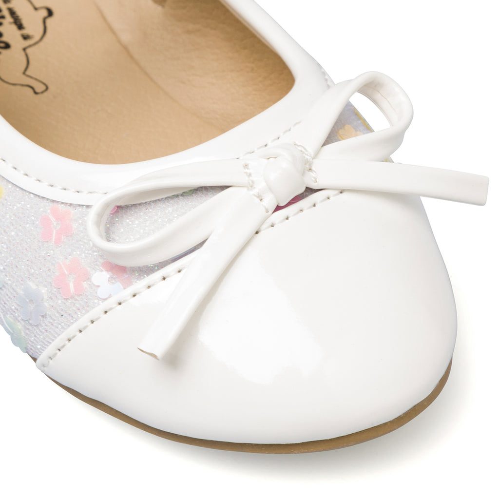 Ballerine bianche da bambina con fiorellini Le scarpe di Alice