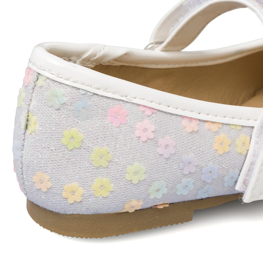 Ballerine bianche da bambina con fiorellini Le scarpe di Alice