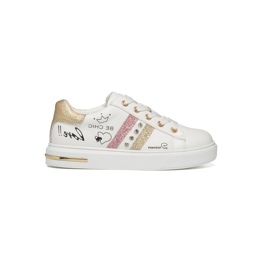 Sneakers bianche con perline e dettagli oro Ehila