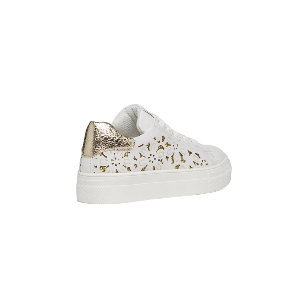 Sneakers bianche con fantasia laterale effetto glitterato Miss Angel