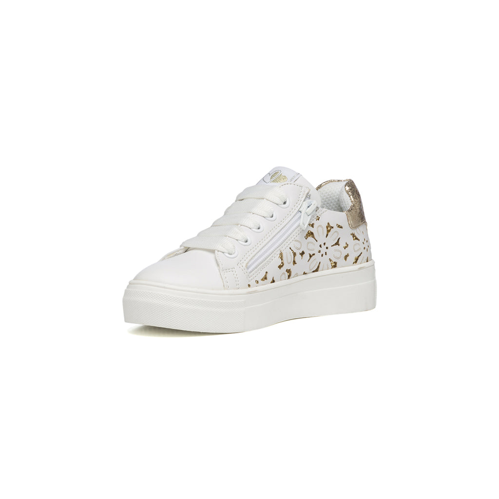 Sneakers bianche con fantasia laterale effetto glitterato Miss Angel