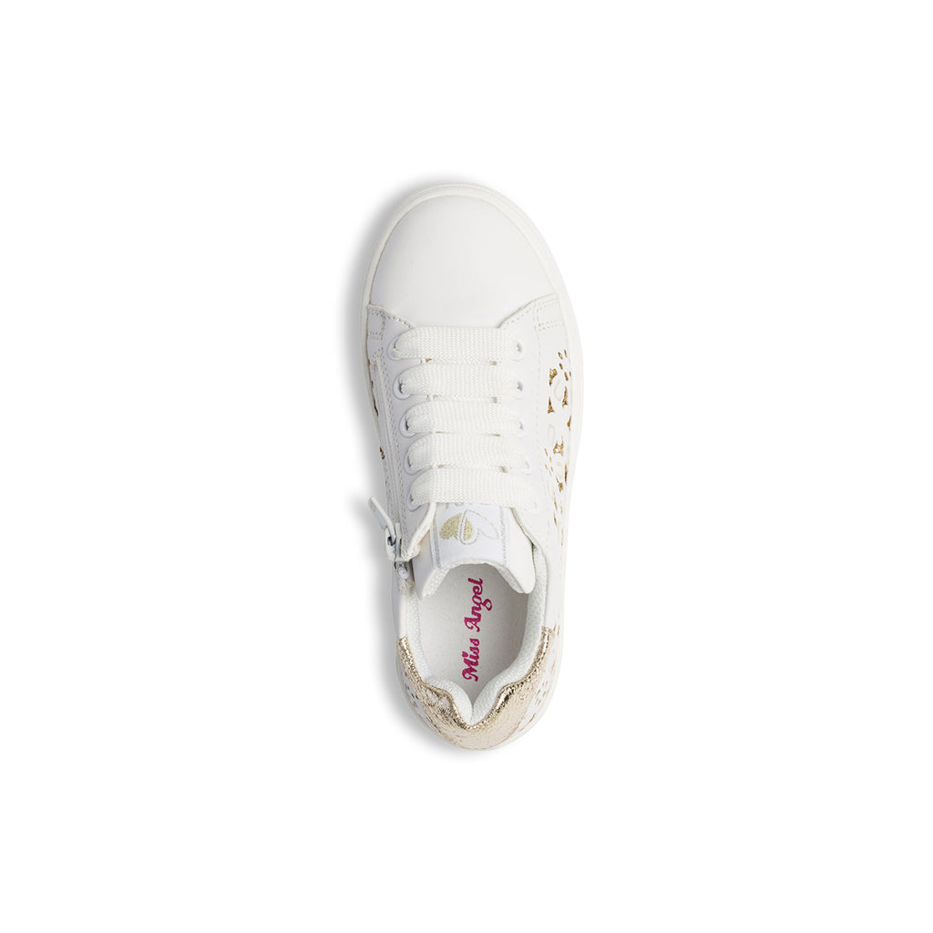 Sneakers bianche con fantasia laterale effetto glitterato Miss Angel