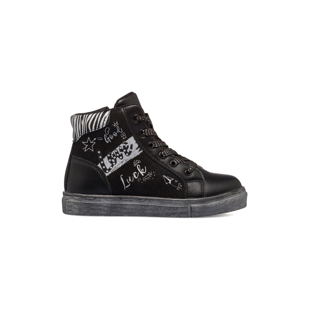 Sneakers alte nere da bambina con zip 10 Baci