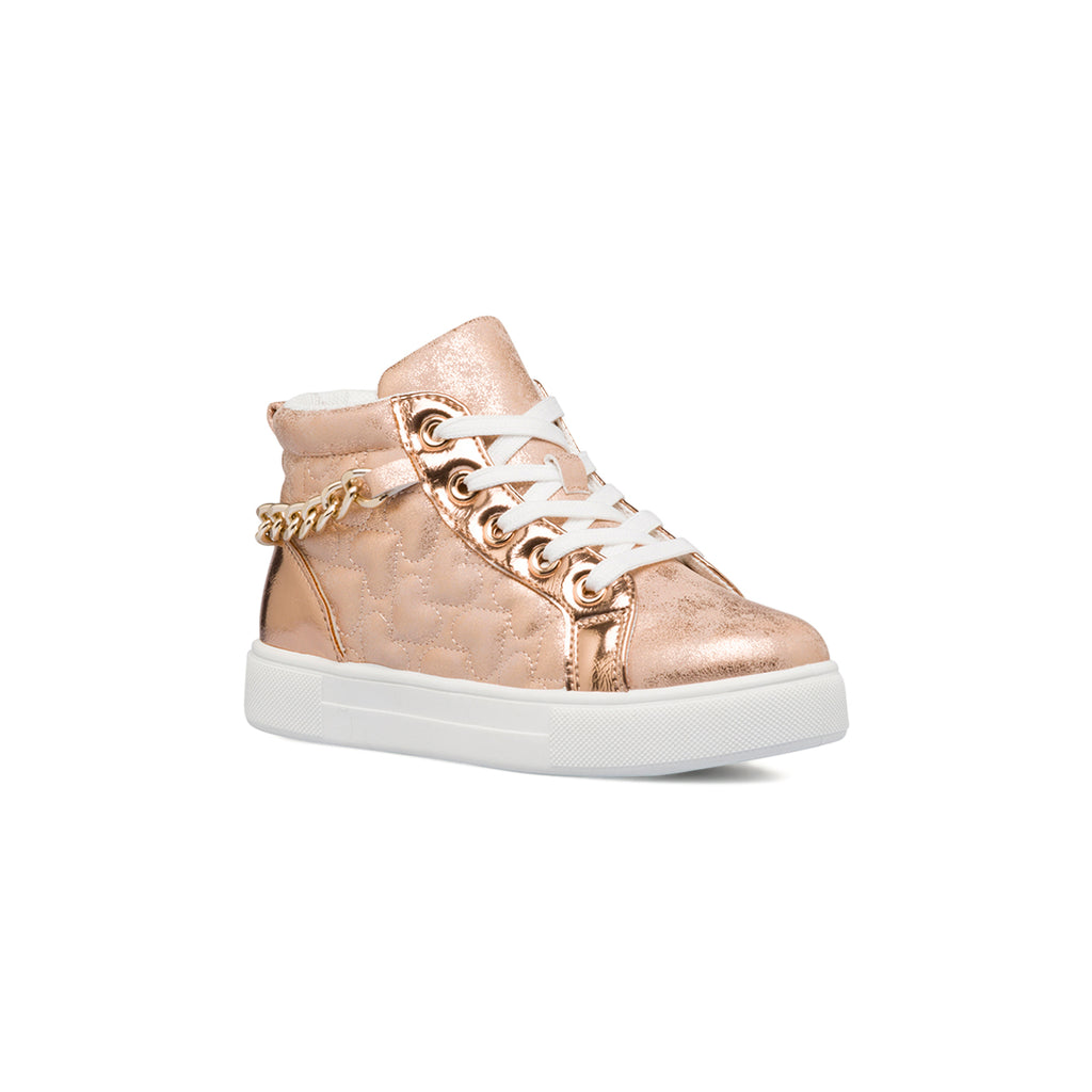Sneakers alte oro rosa da bambina con catenina e zip 10 Baci