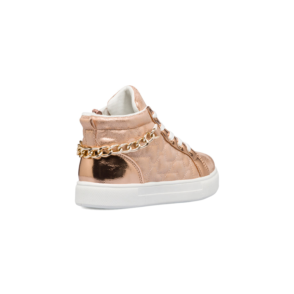 Sneakers alte oro rosa da bambina con catenina e zip 10 Baci