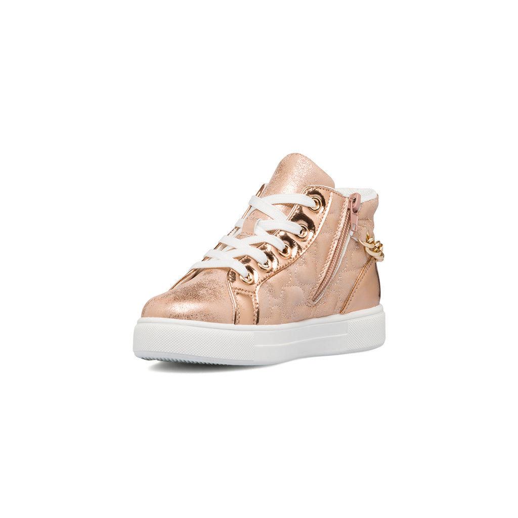Sneakers alte oro rosa da bambina con catenina e zip 10 Baci