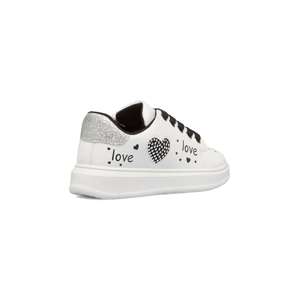 Sneakers bianche da bambina con glitter e borchiette 10 Baci