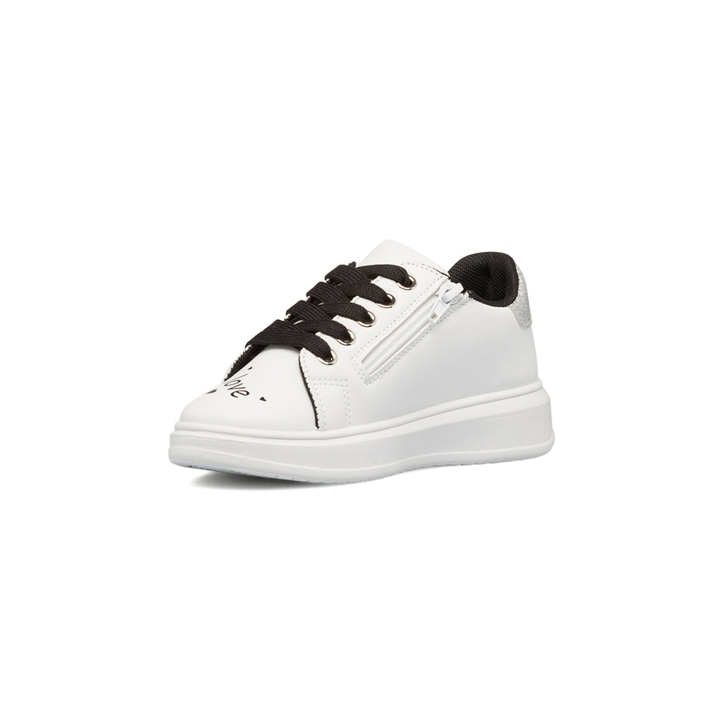 Sneakers bianche da bambina con glitter e borchiette 10 Baci