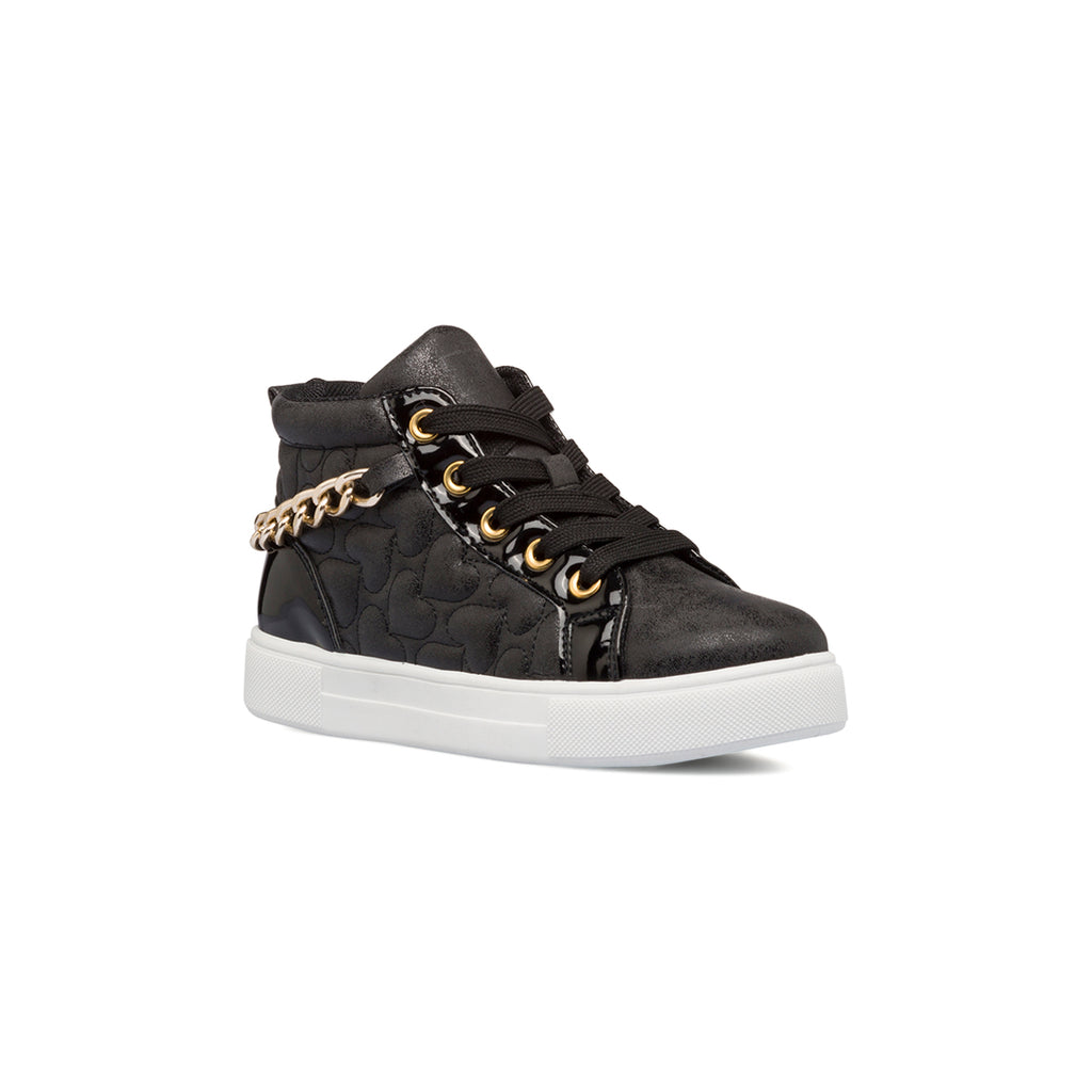 Sneakers alte nere da bambina con catenina e zip 10 Baci