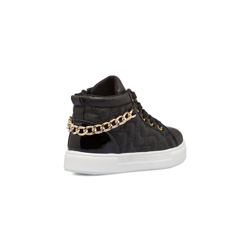 Sneakers alte nere da bambina con catenina e zip 10 Baci