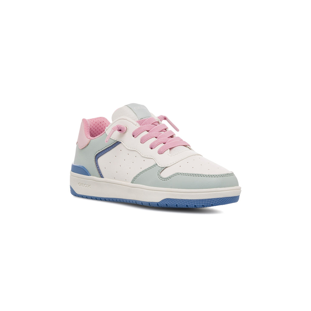 Sneakers traspiranti bianche con dettagli multicolore da ragazza Geox Washiba