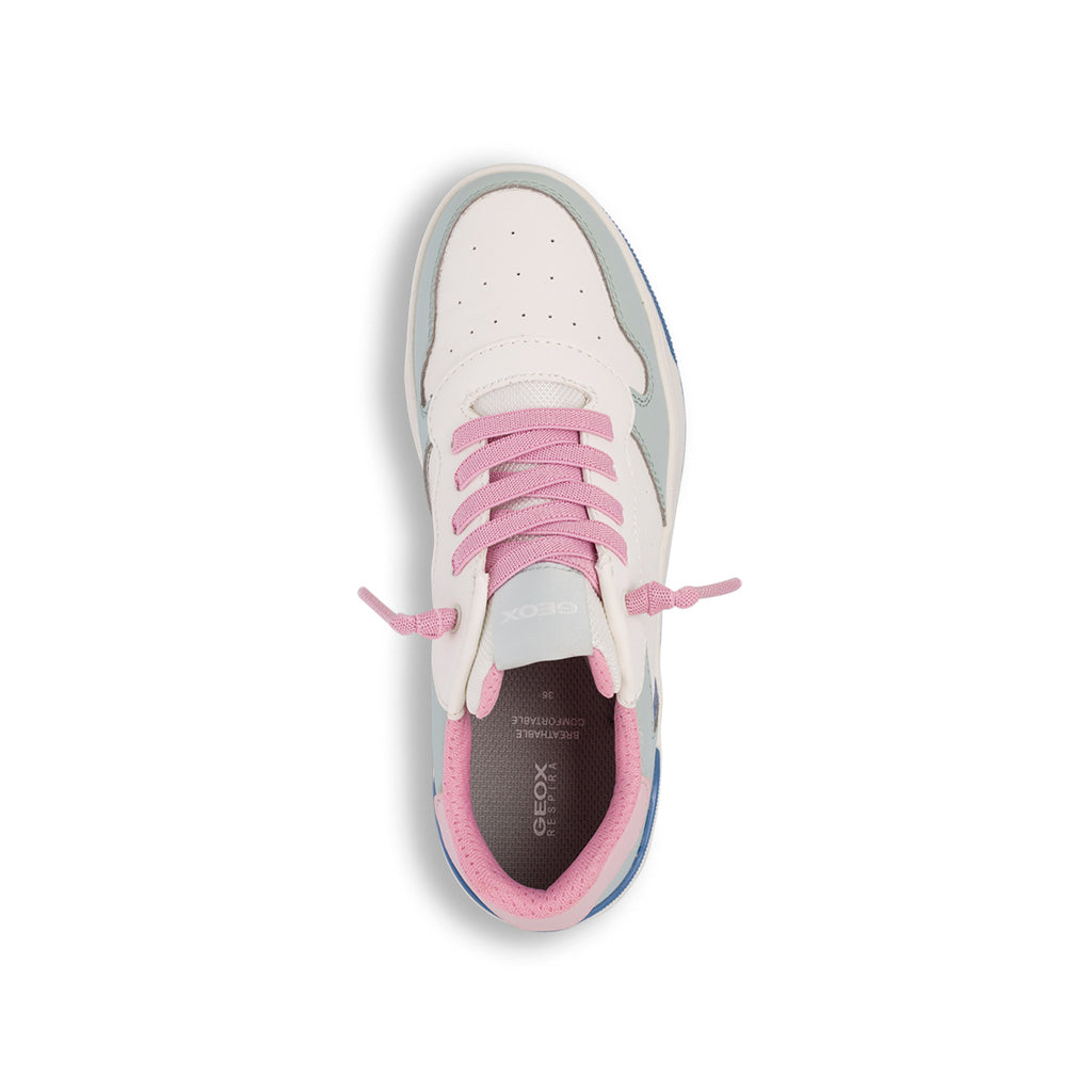 Sneakers traspiranti bianche con dettagli multicolore da ragazza Geox Washiba