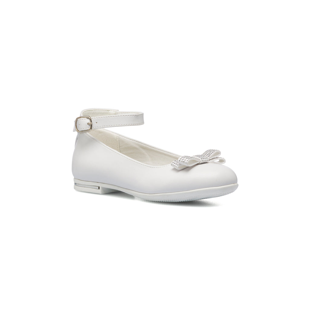 Ballerine bianche con strass sul fiocchetto 10 Baci