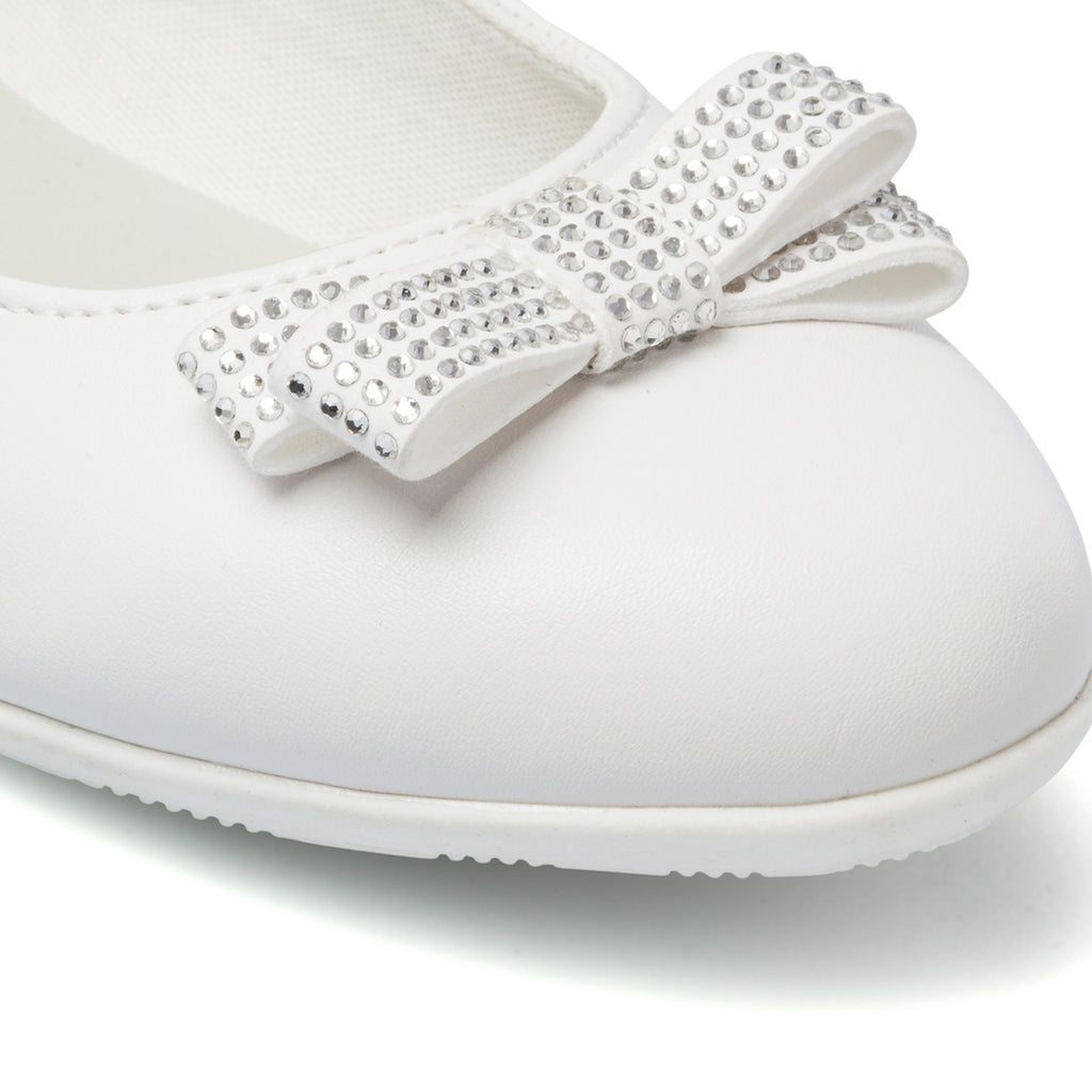 Ballerine bianche con strass sul fiocchetto 10 Baci