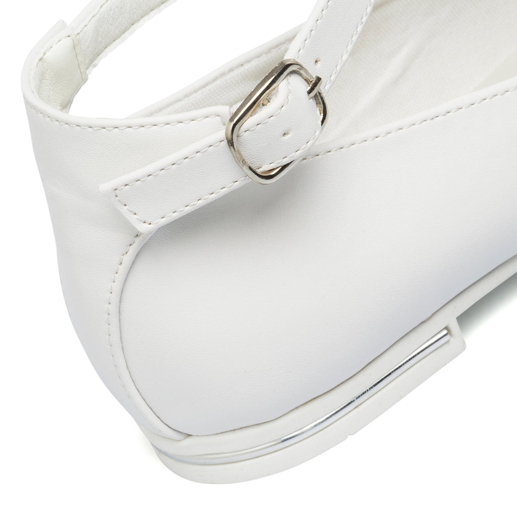 Ballerine bianche con strass sul fiocchetto 10 Baci