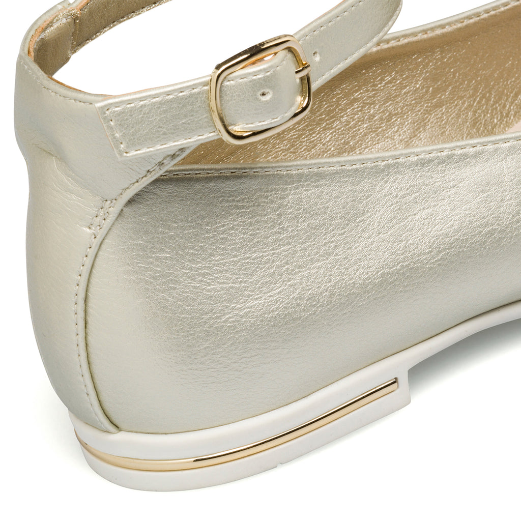 Ballerine oro da bambina con fiocchetto e strass 10 Baci