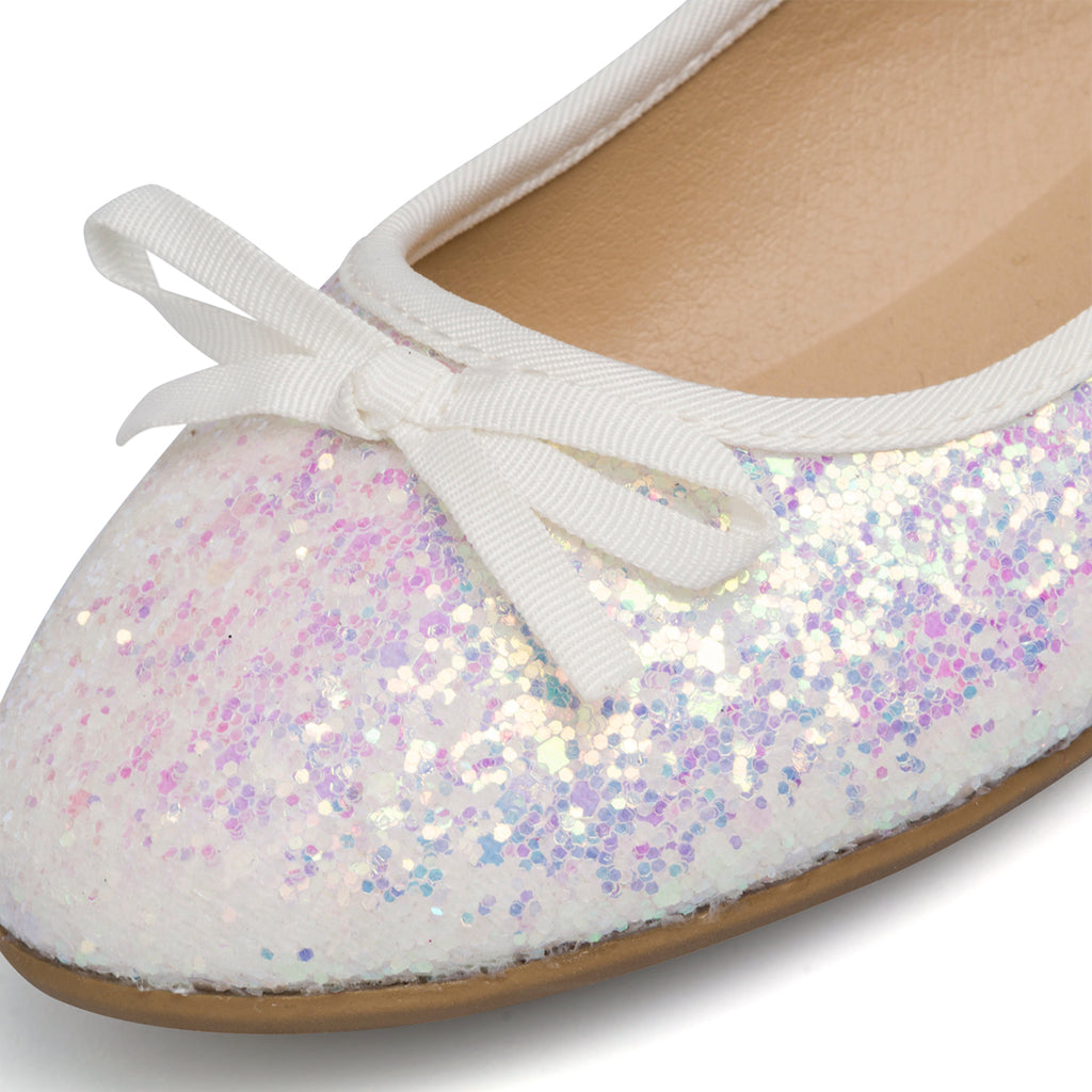 Ballerine bianche da bambina con paillettes Le scarpe di Alice