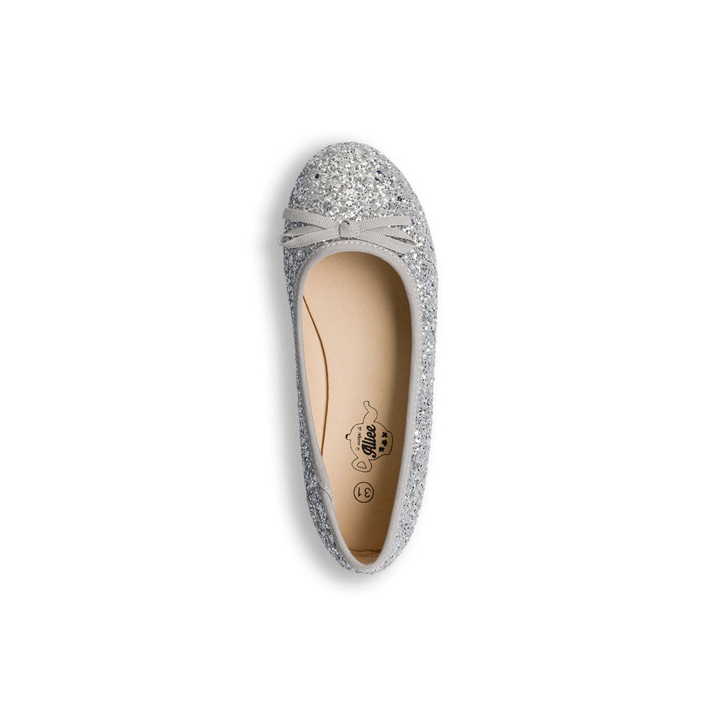 Ballerine argento da bambina con paillettes Le scarpe di Alice