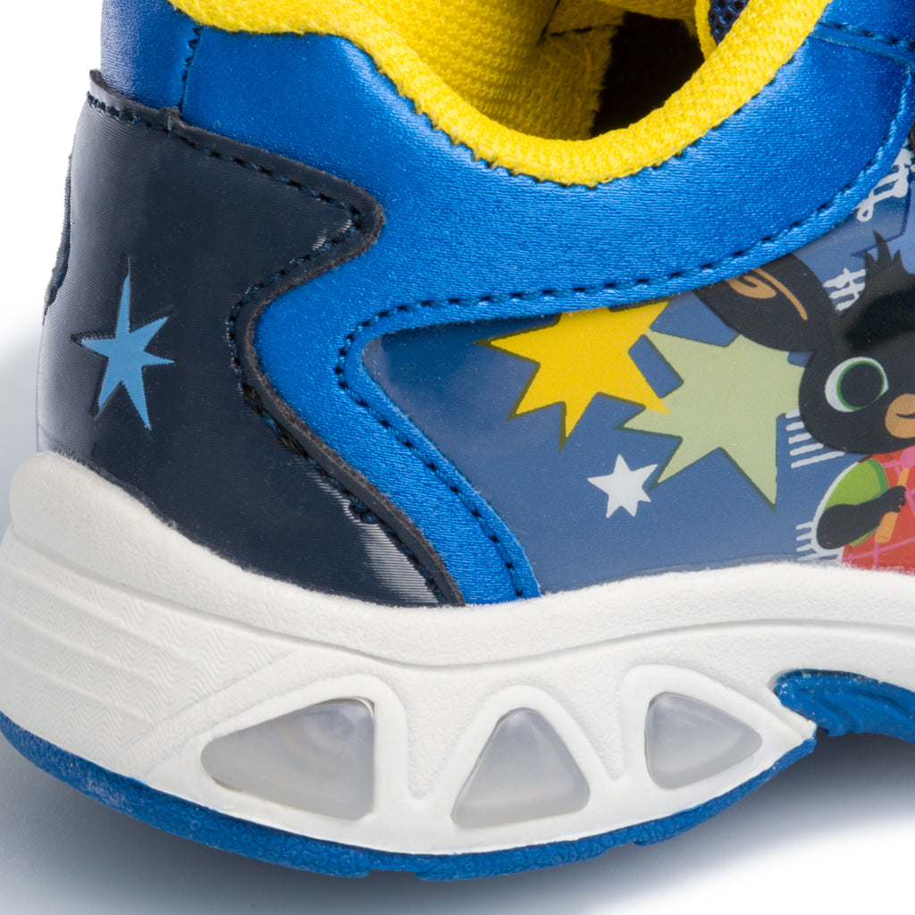 Sneakers blu con luci sulla suola e stampa Bing