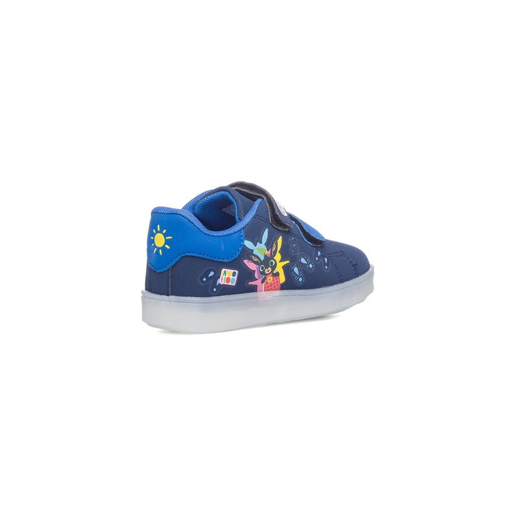 Sneakers blu con luci sulla suola e stampa Bing