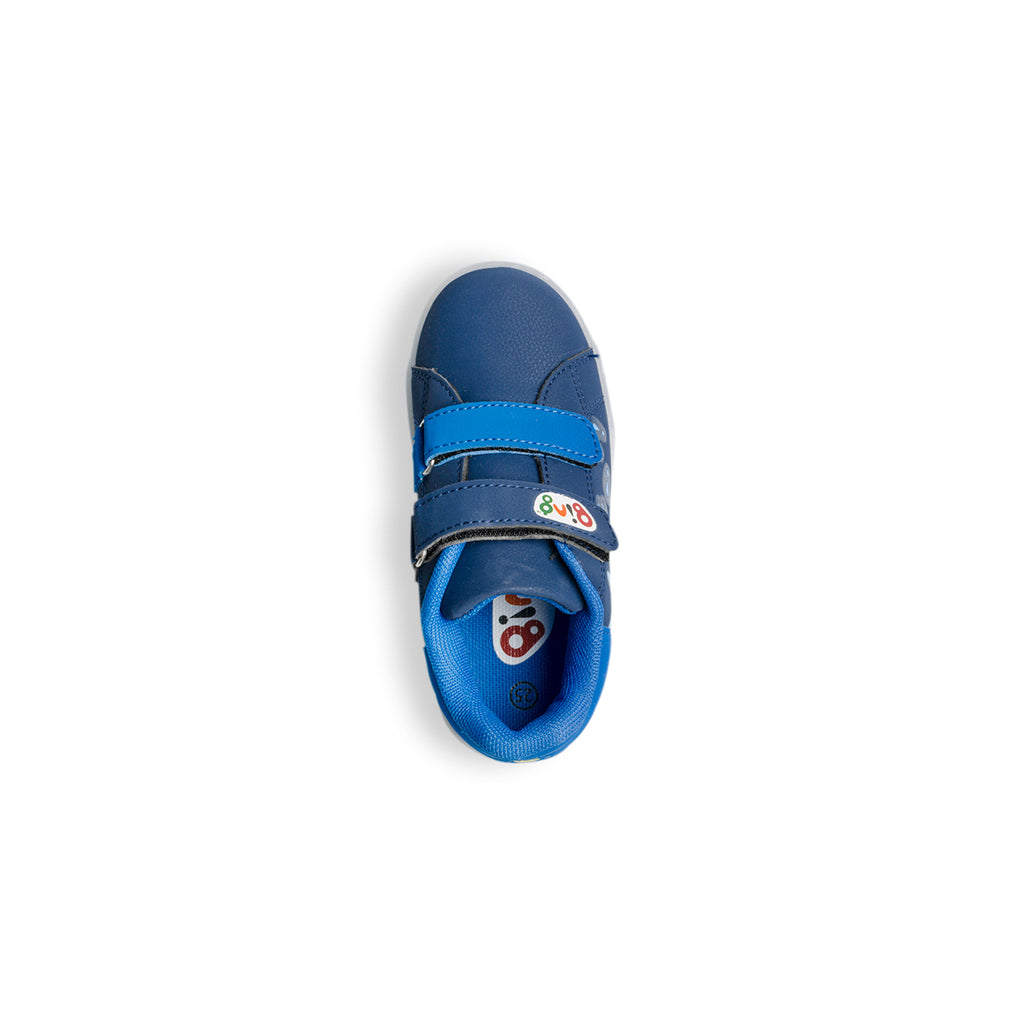 Sneakers blu con luci sulla suola e stampa Bing